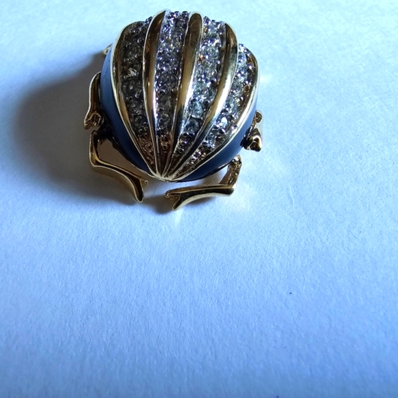 D'orlan enamel beetle brooch pin gold tone dark blue - Picture 3 of 10